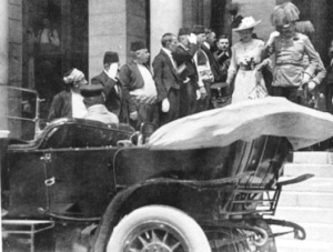 Franz Ferdinand leaving City Hall before assassination