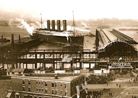 Lusitania at Pier 54,  New York