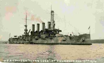 USS Tennessee sent to Britain with £2,500,00 of gold to assist stranded Americans in august 1914