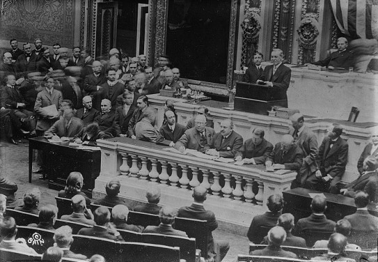 Woodrow Wilson asking Congress to declare war on Germany, 2 April, 1917.