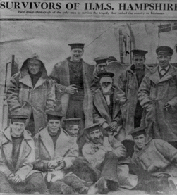 Survivors of HMS Hampshire, pictured by the Daily Mail