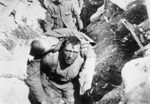 Somme injured being carried to a casualty station.