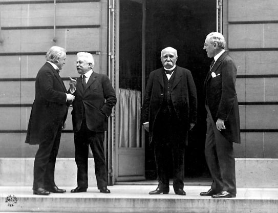 The Big Four at Versailles: From left to right, Lloyd George (Britain), Vittorio Emanuele Orlando (Italy), Georges Clemenceau (France) and Woodrow Wilson (United States).