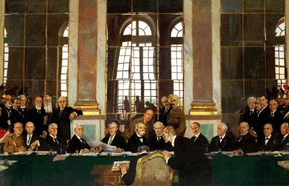 William Orpen's painting of the Signing ceremony in the Versailles Hall of Mirrors.