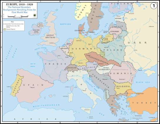 Europe as it became in 1919.